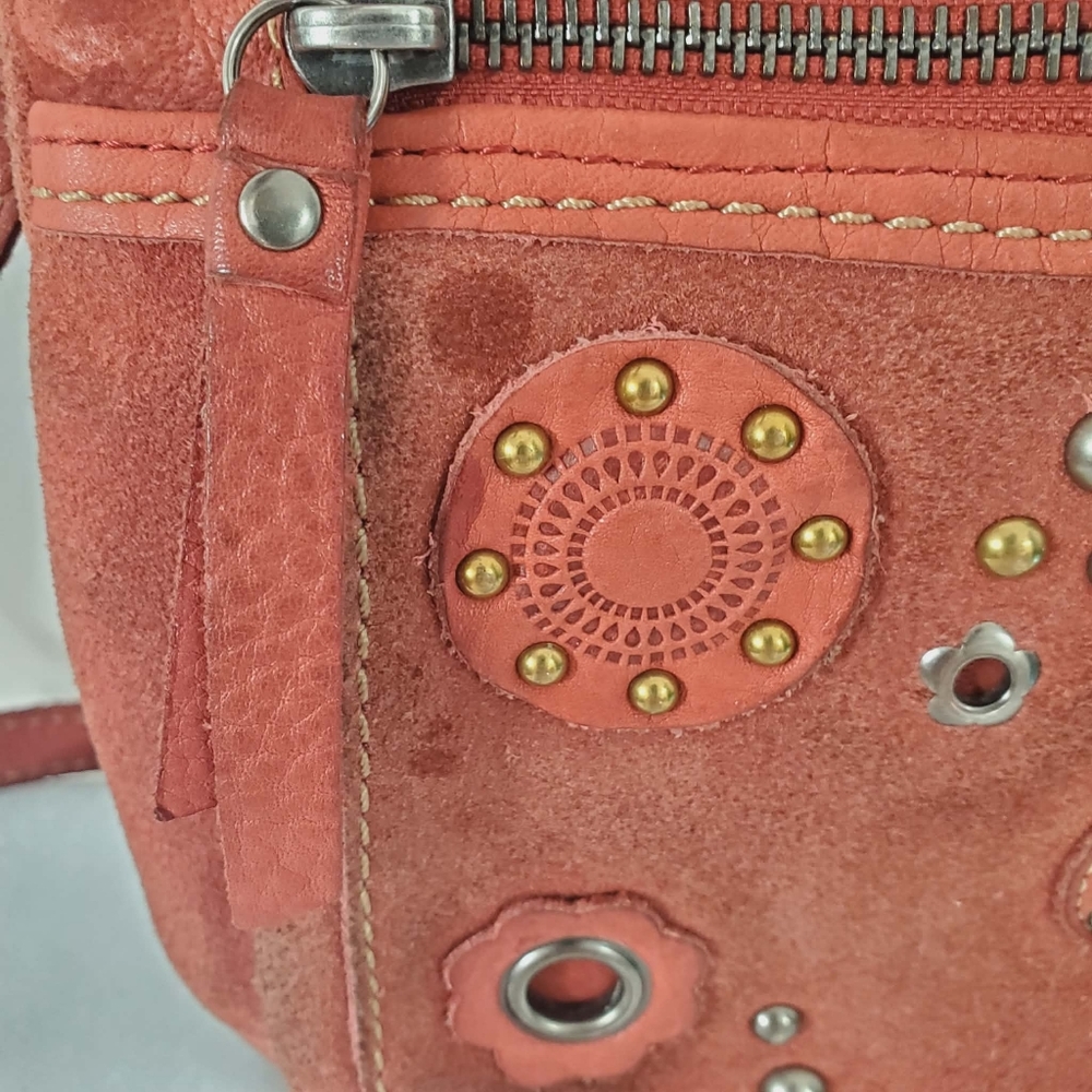 Fossil Mini Crossbody Bag Red Suede Women's Bag - Picture 7 of 9